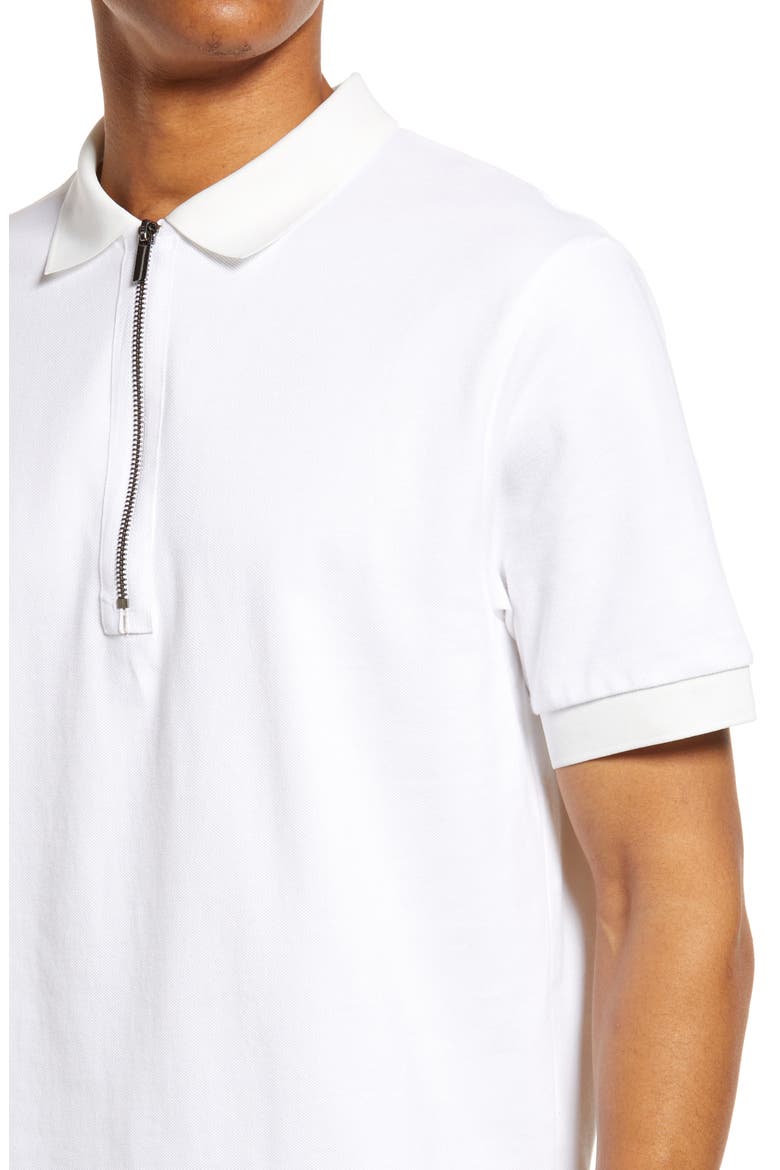 Tonal Cotton Zip Polo, Alternate, color, WHITE
