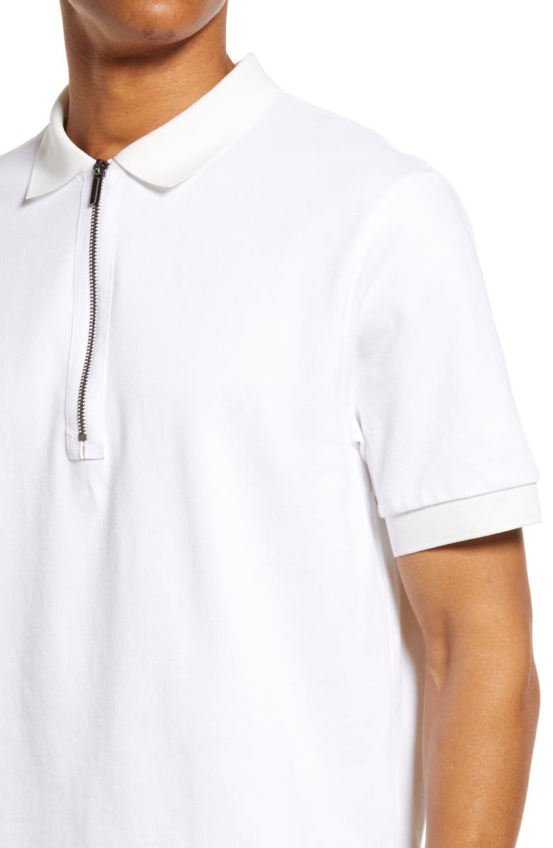 Topman Tonal Cotton Zip Polo, Alternate, color, 