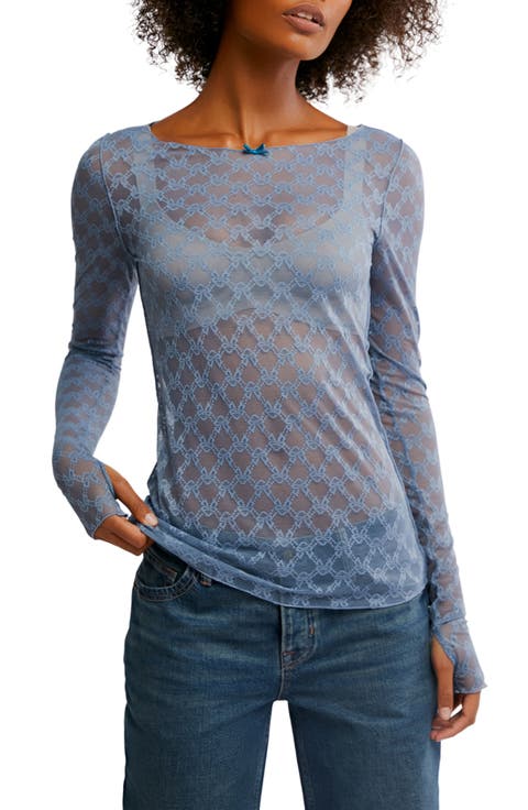 From Me to You Long Sleeve Sheer Lace T-Shirt