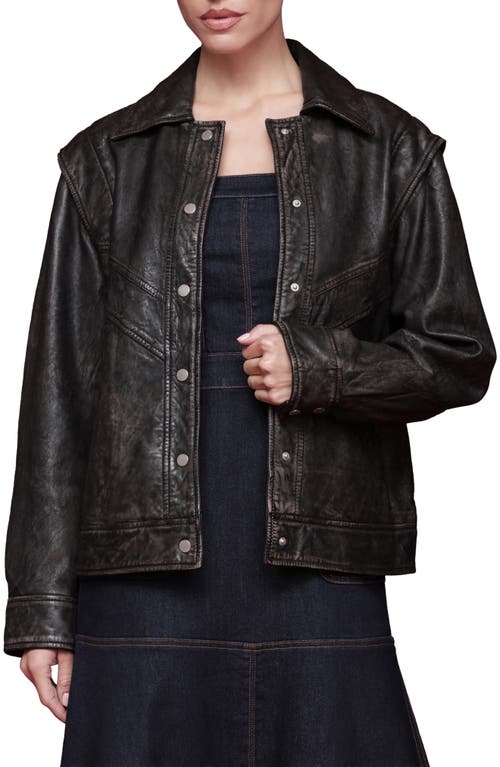 Avec Les Filles Leather Bomber Jacket In Black