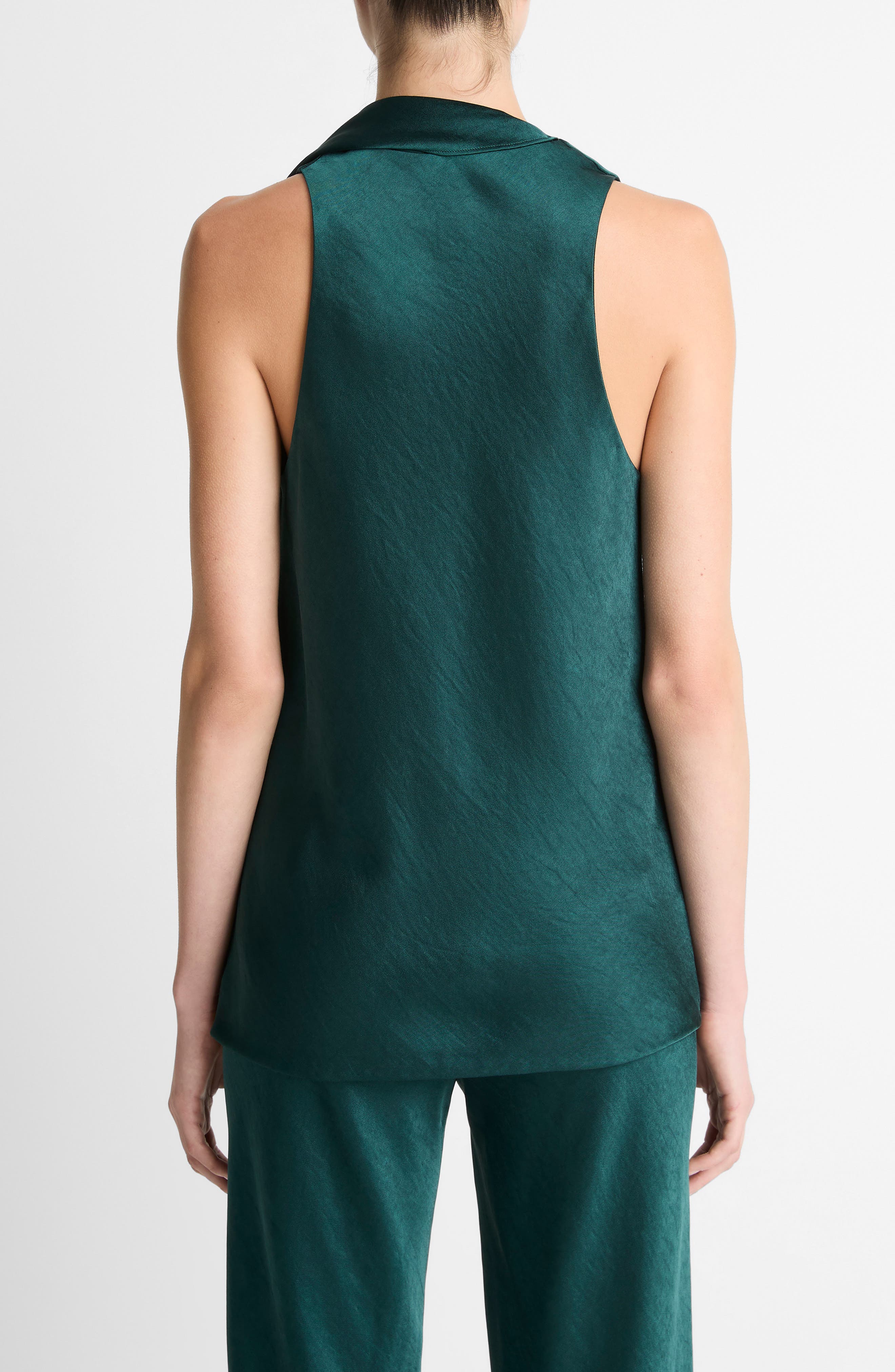 Sleeveless Scarf Satin Top - image 2