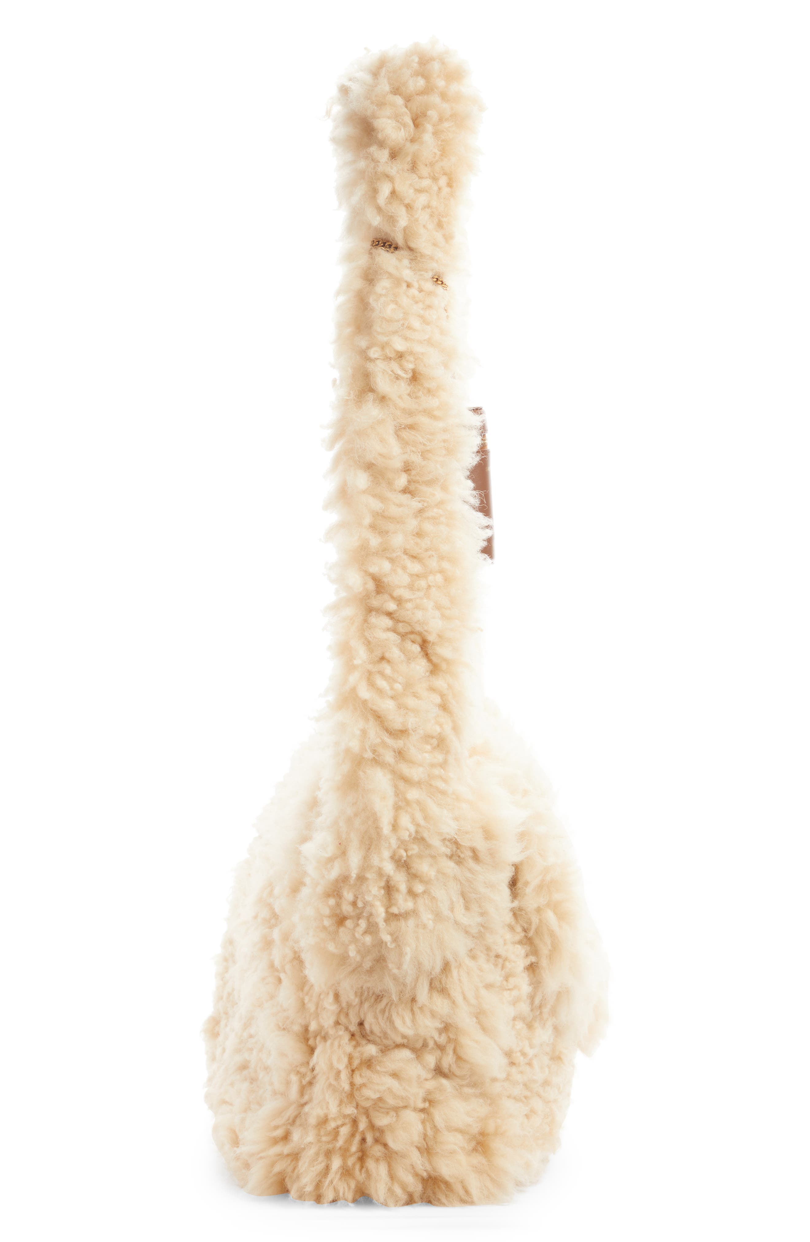 Saint Laurent Genuine Shearling Shoulder Bag, Alternate, color, 