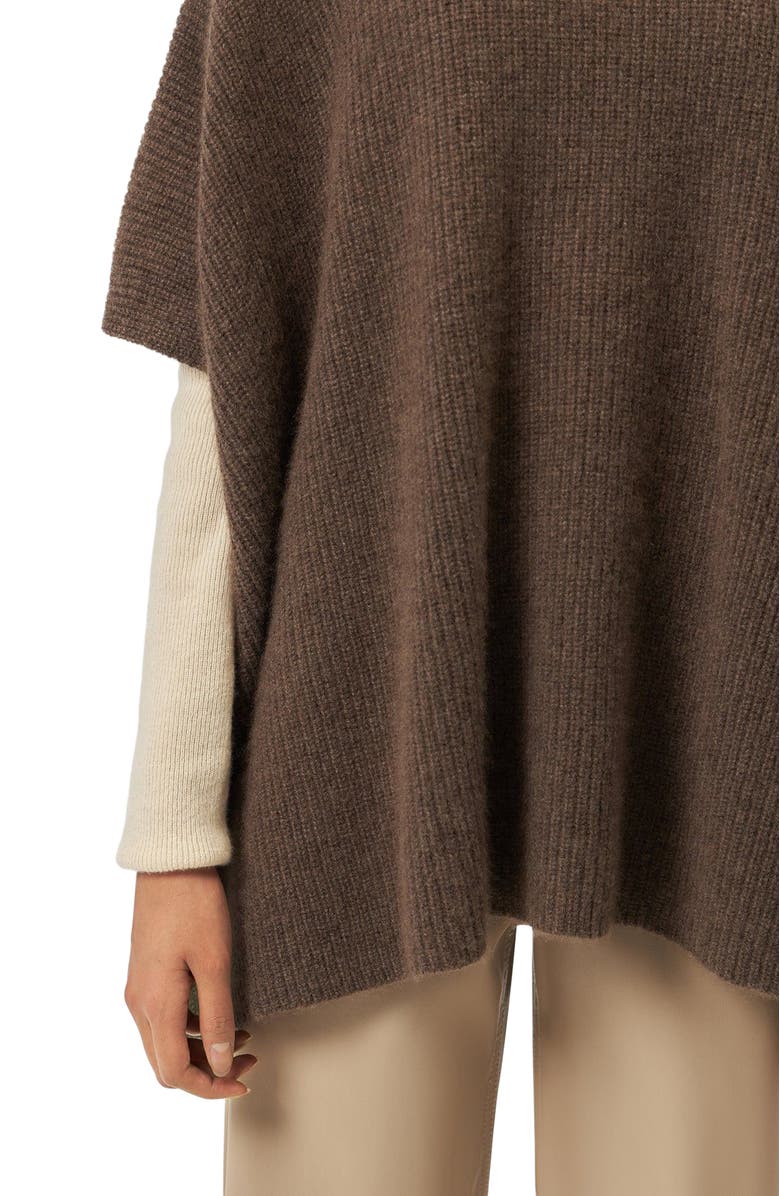 GOBI Mongolian Cashmere Rib-Knit Cashmere Poncho, Alternate, color, Cocoa
