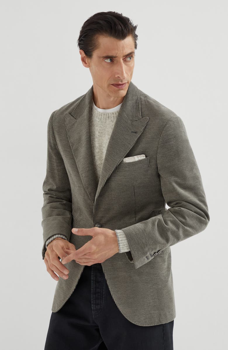 Brunello Cucinelli Corduroy blazer, Alternate, color, Khaki