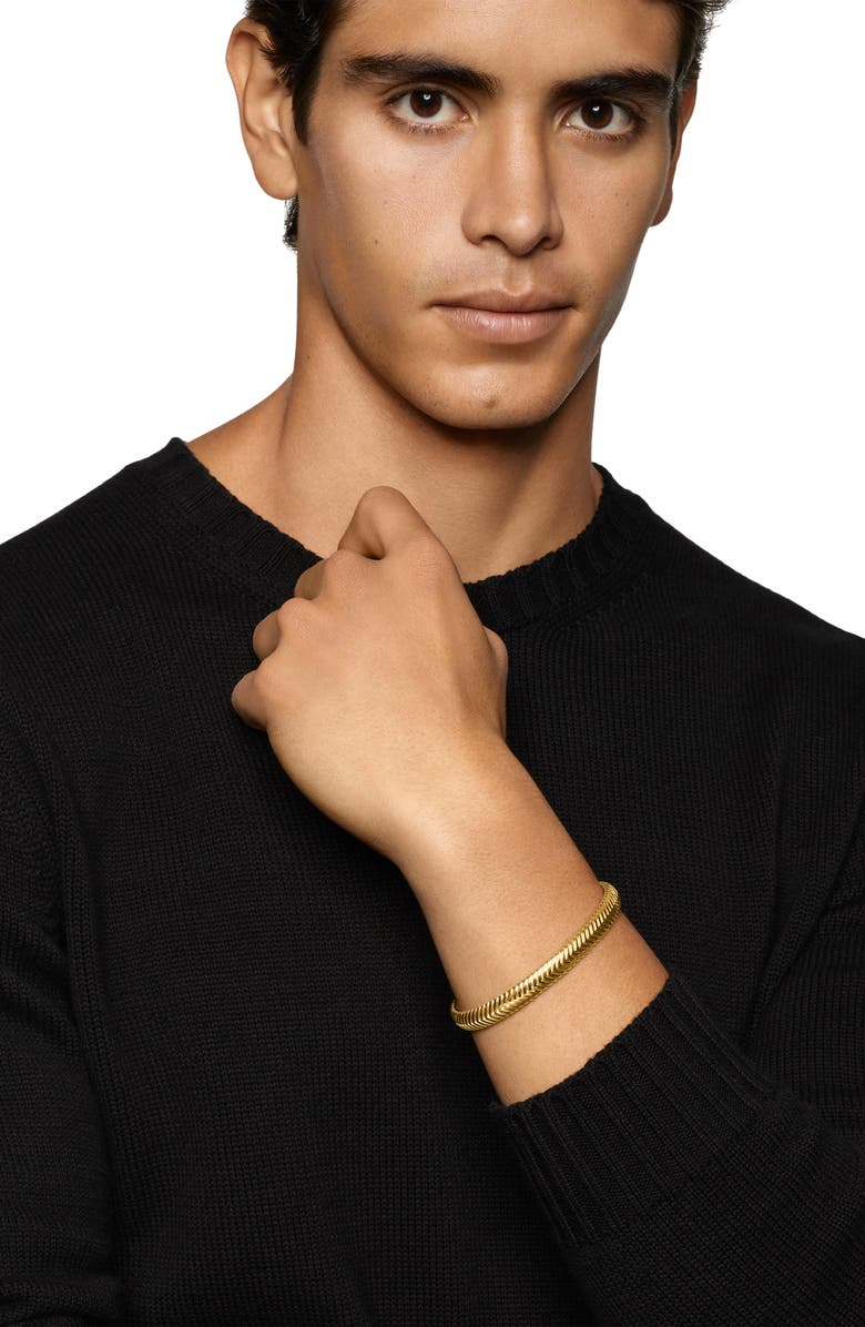 David Yurman Chevron Cuff Bracelet in 18K Yellow Gold, Alternate, color, Gold