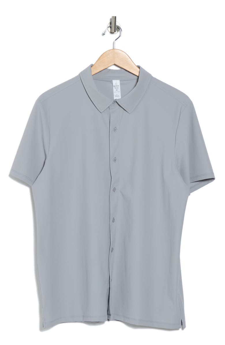 90 DEGREE BY REFLEX Warm Daily Traveler Short Sleeve Button-Up Shirt, Alternate, color, Weathervane