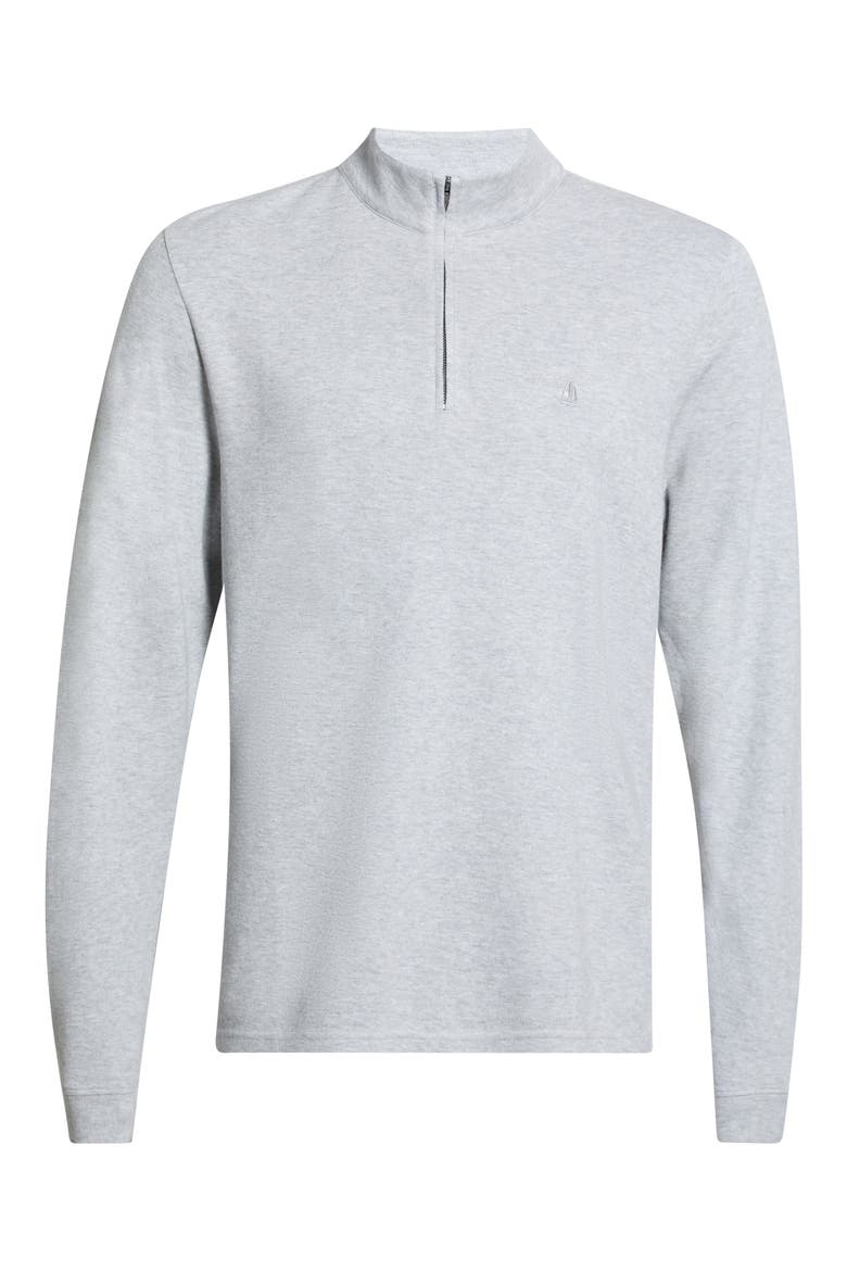 Piquè Quarter Zip Pullover, Main, color, GREY HEATHER LIGHT GREY