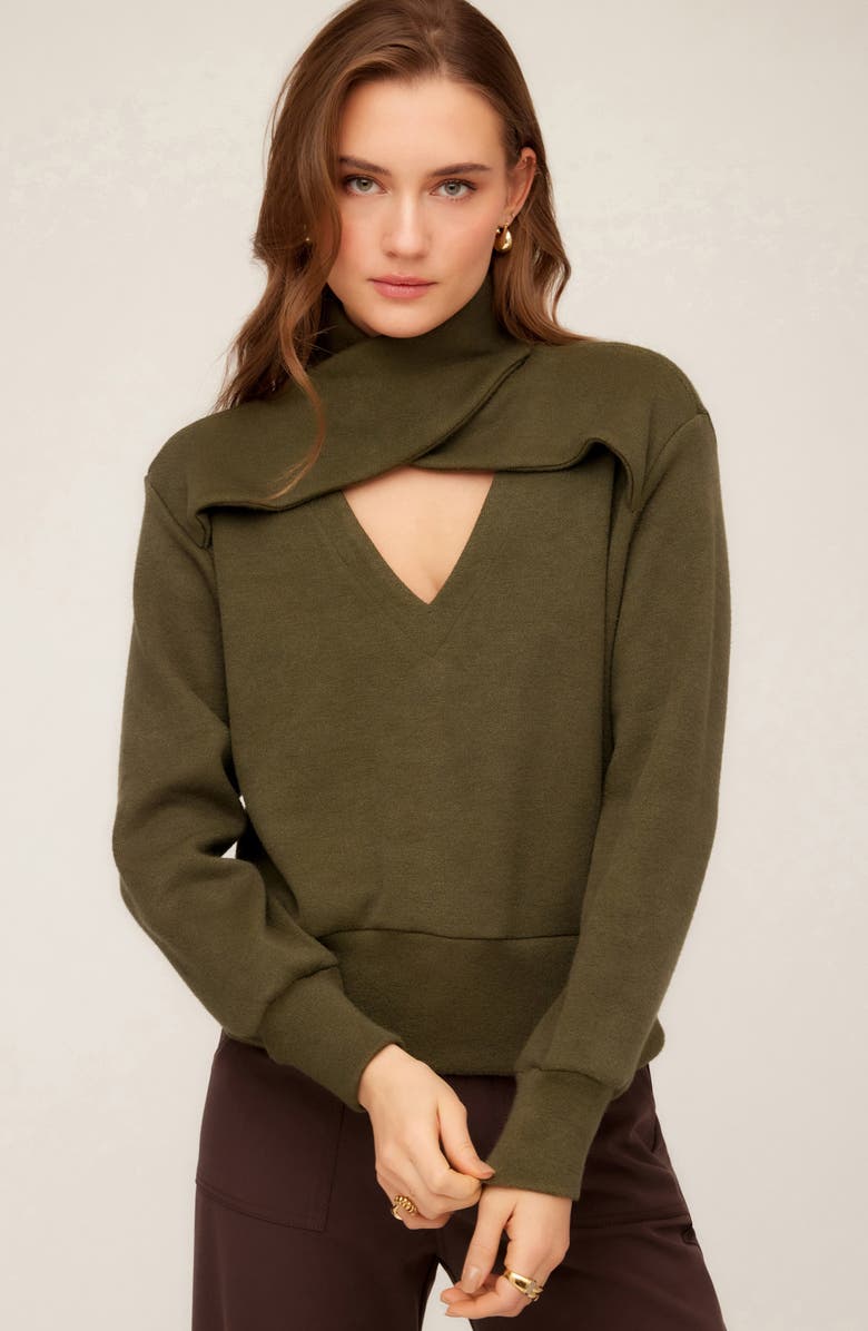 FIFTEEN TWENTY Caly Crossover Cutout Sweatshirt, Alternate, color, Olive