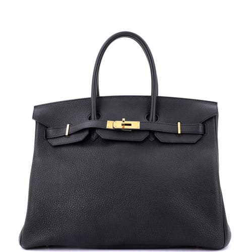 Pre-owned Hermes  Hermes Birkin Handbag Black Togo With Gold Hardware 35 In Black