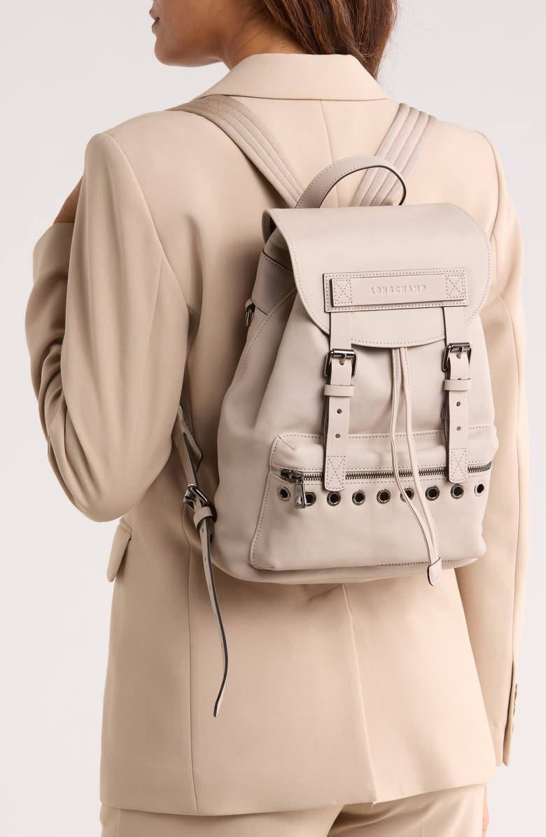 Longchamp 3D Small Grommet Stud Leather Backpack, Alternate, color, Clay