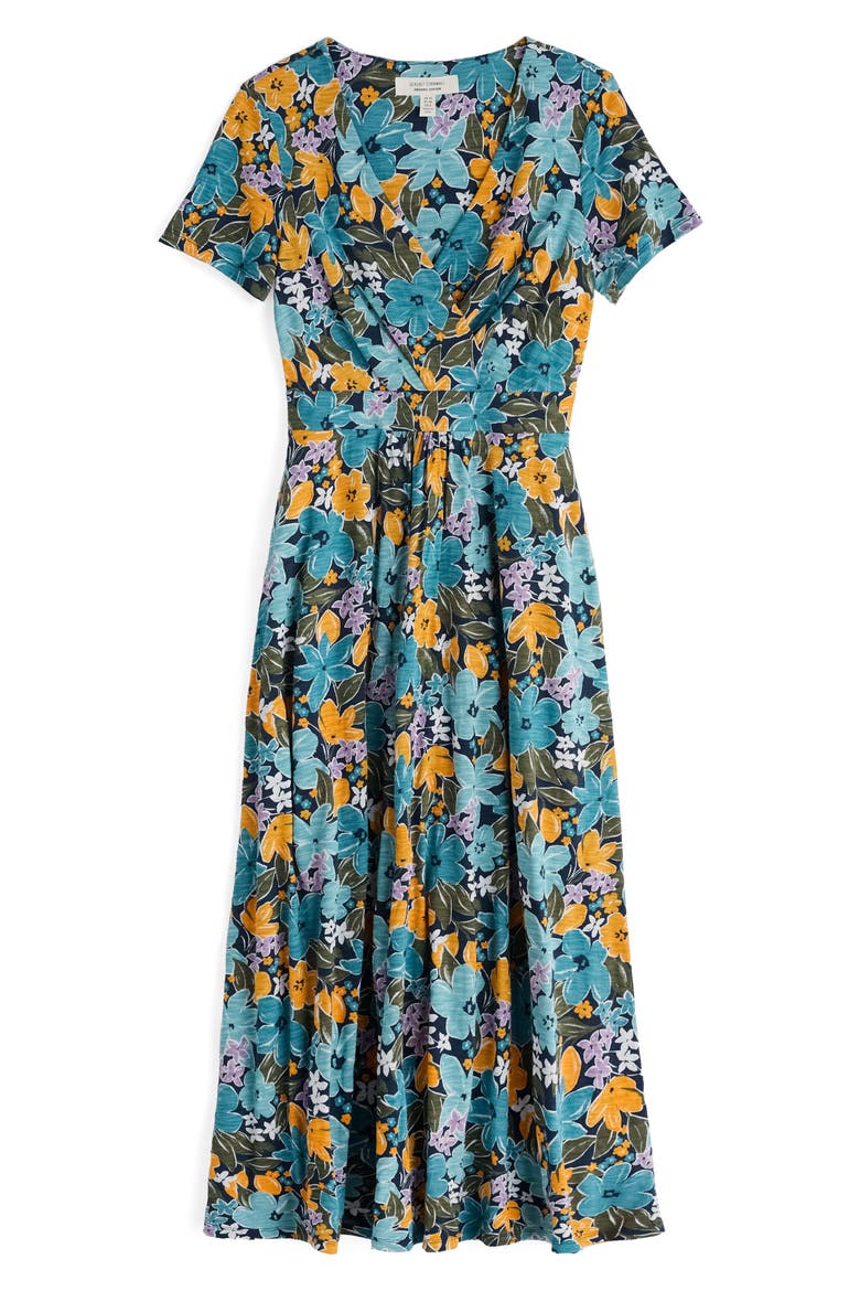 Chapelle Short Sleeve Organic Cotton Midi Dress, Main, color, CITRUS FLORAL POSEIDON
