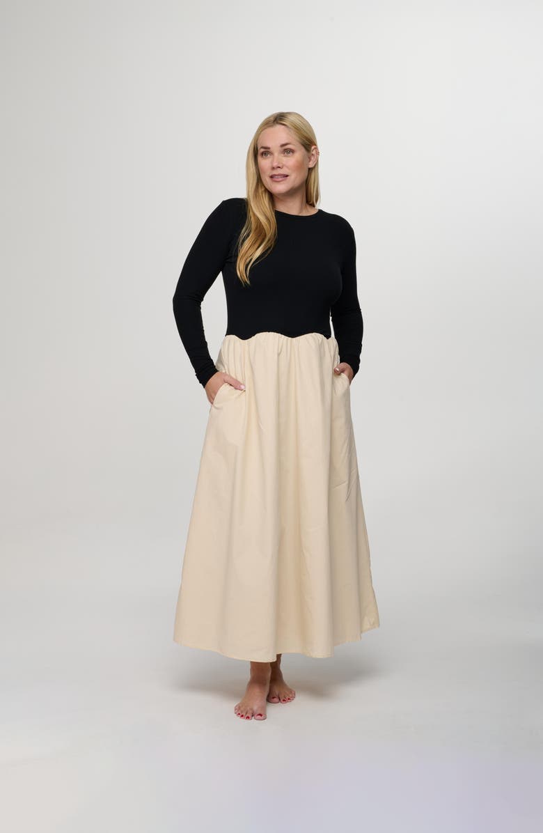 By Tess Collection Brynn Dress, Alternate, color, Black / Cream