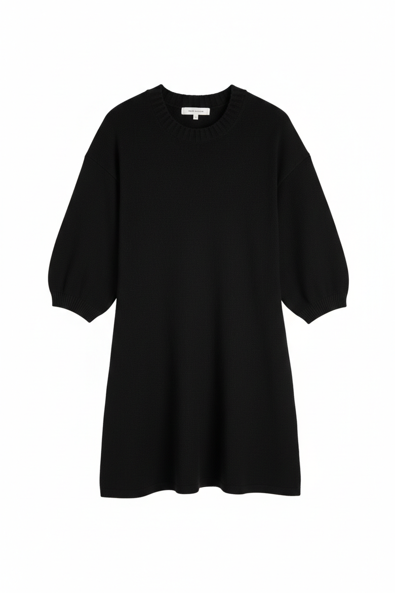 Wool-Cashmere Wide-Sleeve Dress, Alternate, color, Black