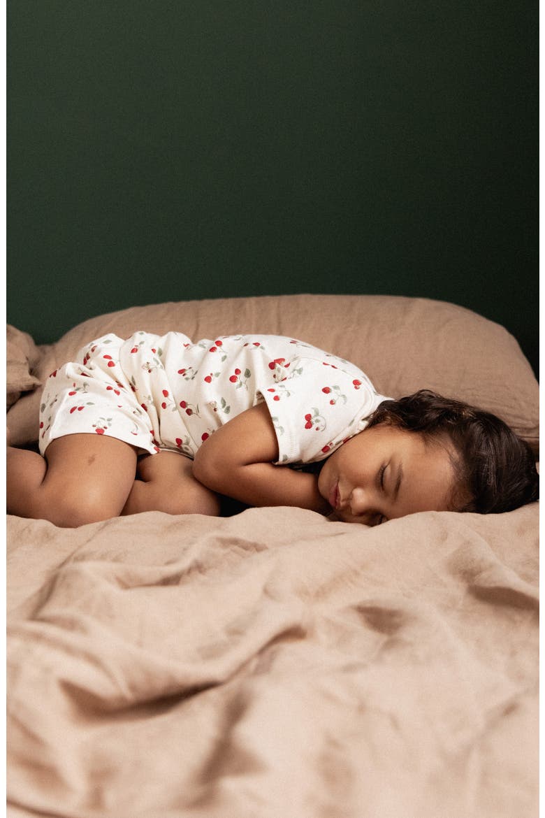 Kids' Print Organic Cotton Two-Piece Short Pajamas, Alternate, color, STRAWBERRY BLUSH PRI