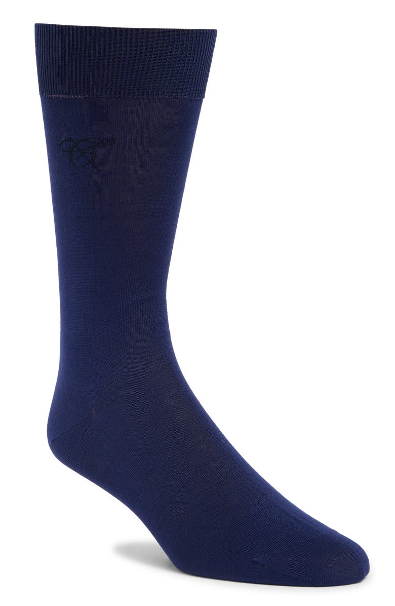Canali Solid Cotton Dress Socks, Main, color,