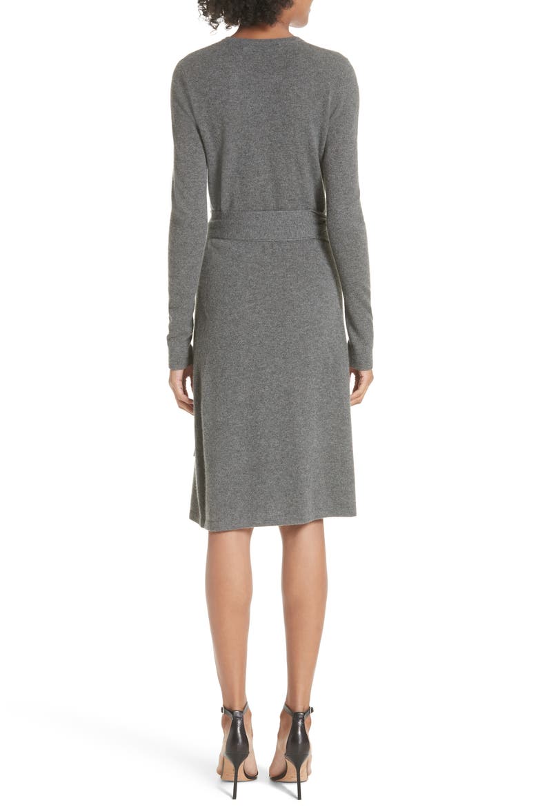 Diane Von Furstenberg Linda Cashmere Wrap Dress, Alternate, color, CHARCOAL MELANGE