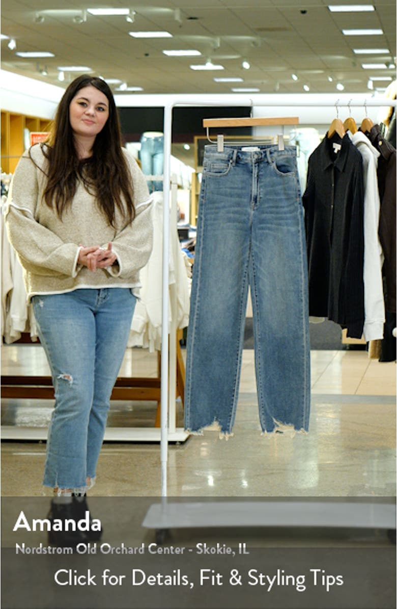 Chewed Hem High Waist Wide Leg Jeans, sales video thumbnail