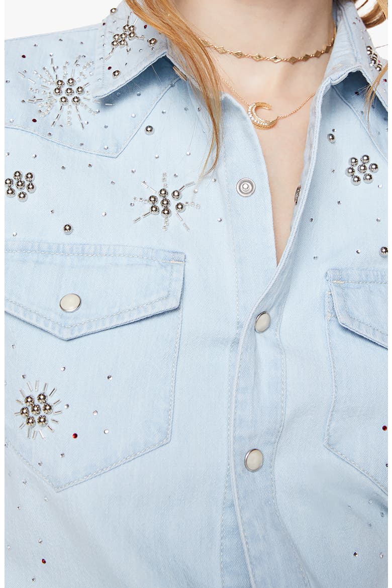All My Exes Embroidered Denim Shirt, Alternate, color, MORE IS MORE