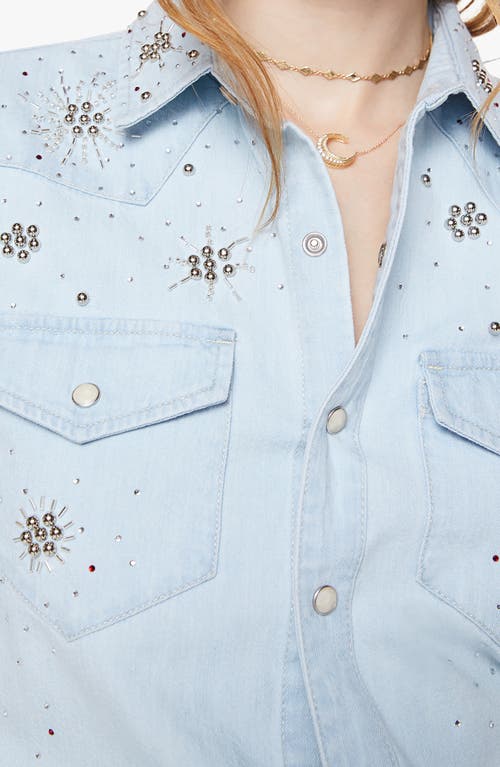 Mother All My Exes Embroidered Denim Shirt In Blue