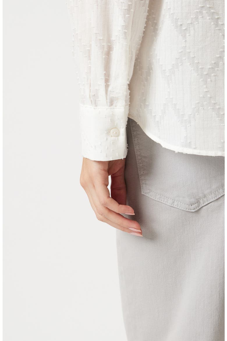 Clip Dot Diamond Cotton Button-Up Shirt, Alternate, color, ANTIQUE WHITE