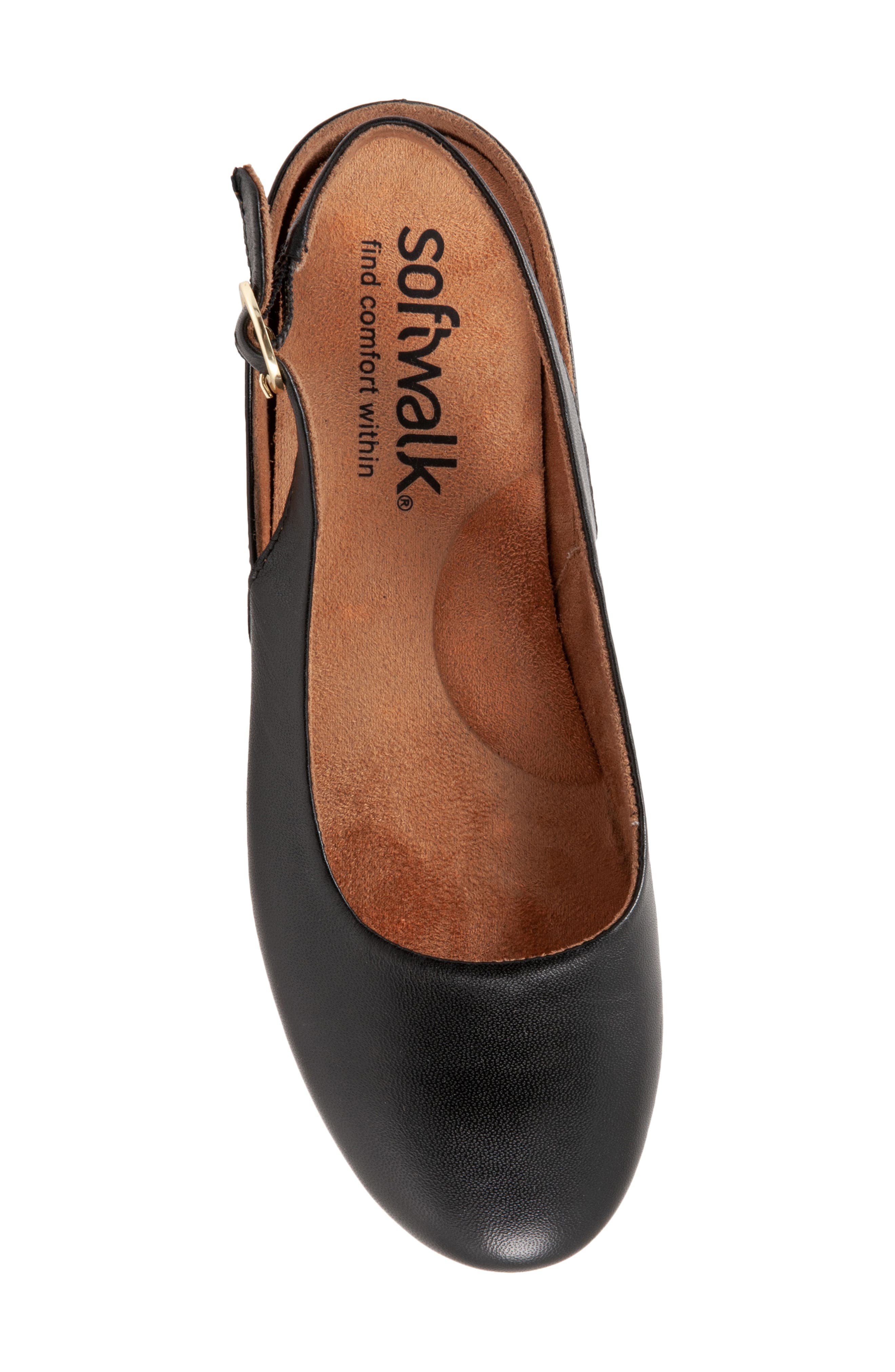 SoftWalk<sup>®</sup> Sandy Slingback Flat Sandal, Alternate, color, Black Nappa Leather