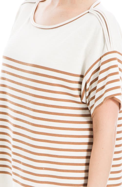 Max Studio Stripe Boatneck T-shirt In Multi
