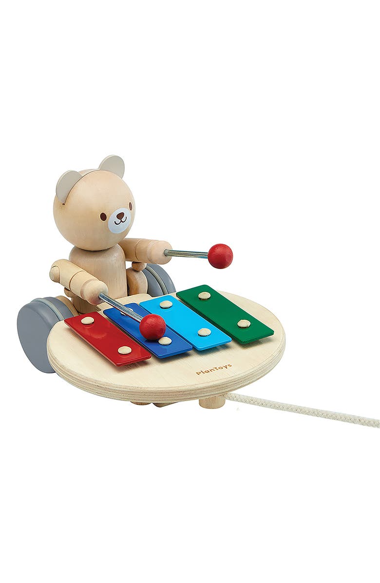 PlanToys<sup>®</sup> Pull Along Musical Bear, Main, color, Natural