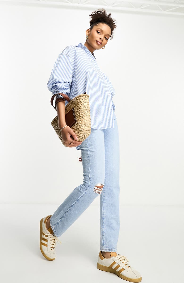 ASOS DESIGN Oversize Stripe Cotton Button-Up Shirt, Alternate, color, 