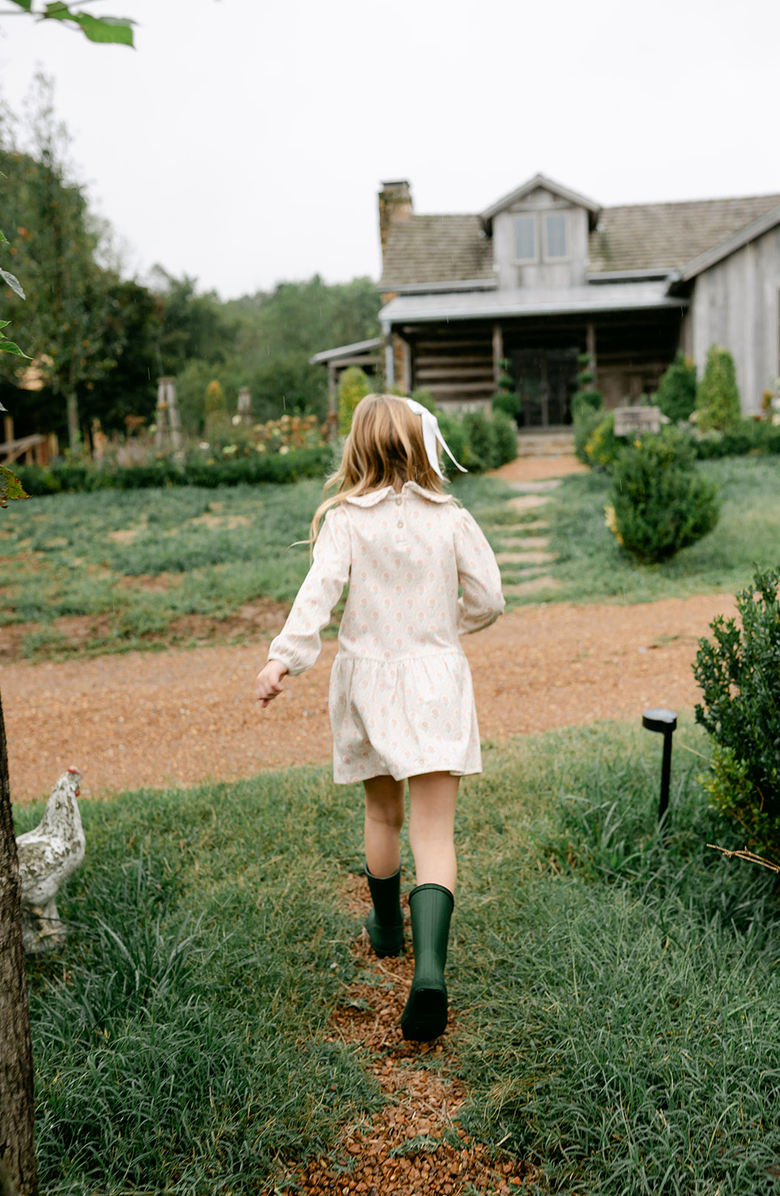 Little Paper Kids Ayla Long Sleeve Retro Floral Dress, Alternate, color, Beige / Pale Pink