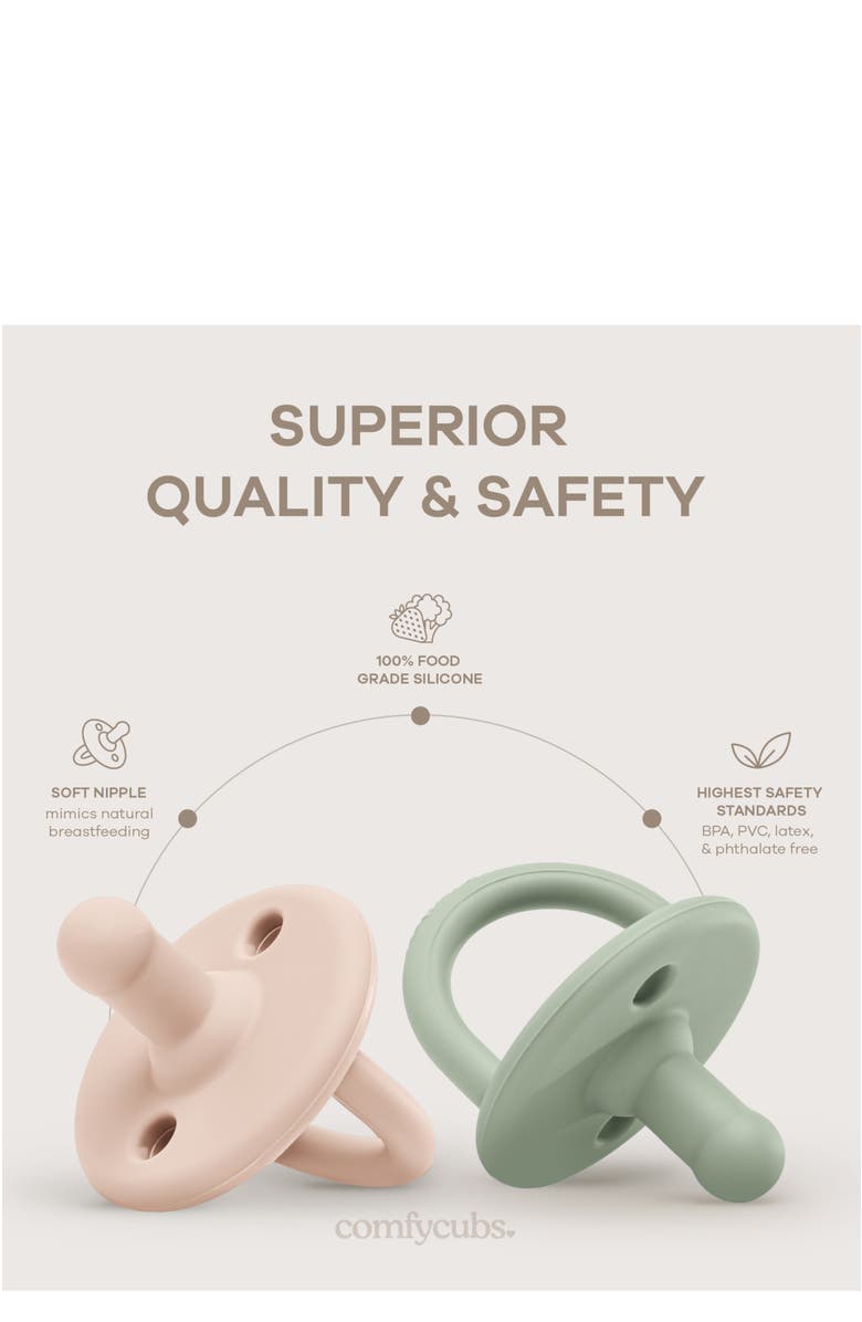 Comfy Cubs Pacifiers, 5 Pack, Alternate, color, Multicolor Neutral