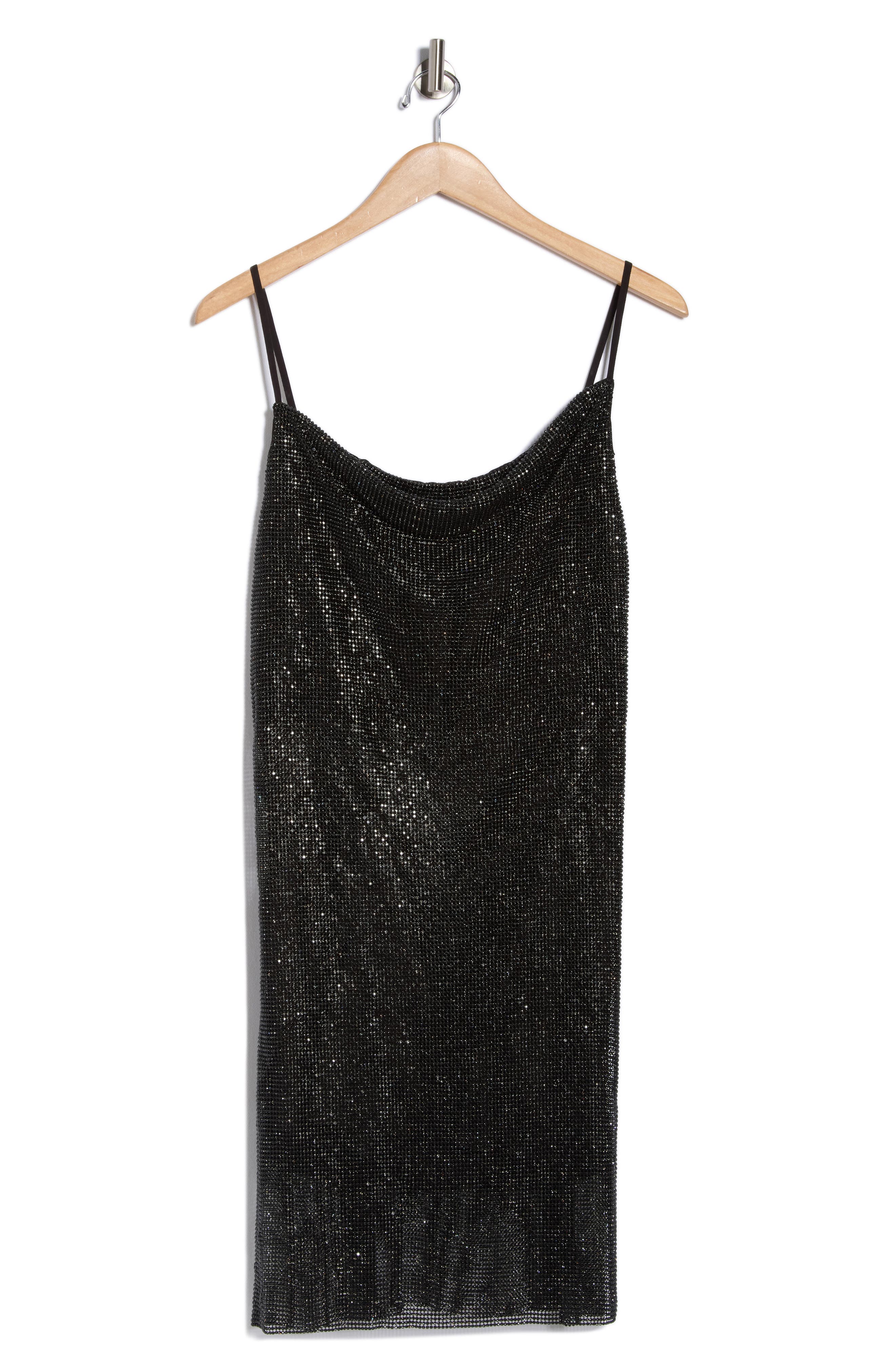 L'AGENCE Benson Crystal Chain Mail Mini Slipdress