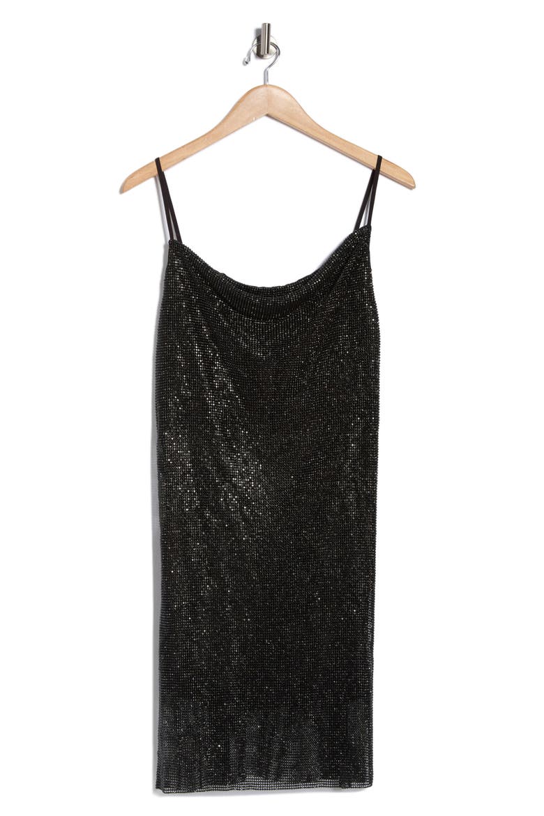 Benson Crystal Chain Mail Mini Slipdress, Alternate, color, GUNMETAL/BLACK