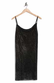 L'AGENCE Benson Crystal Chain Mail Mini Slipdress