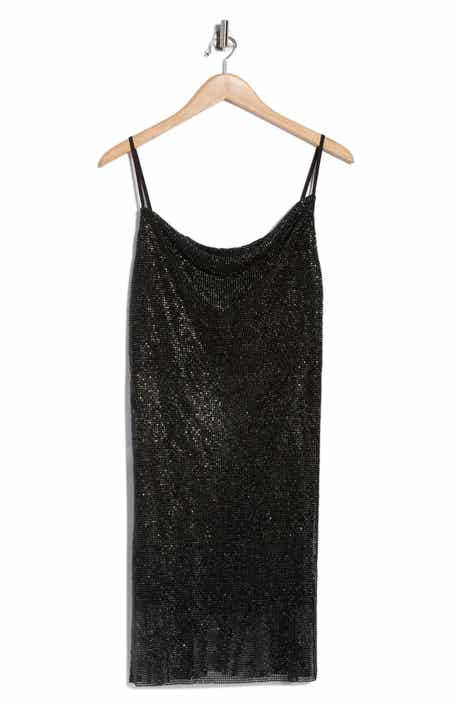 L'AGENCE Benson Crystal Chain Mail Mini Slipdress