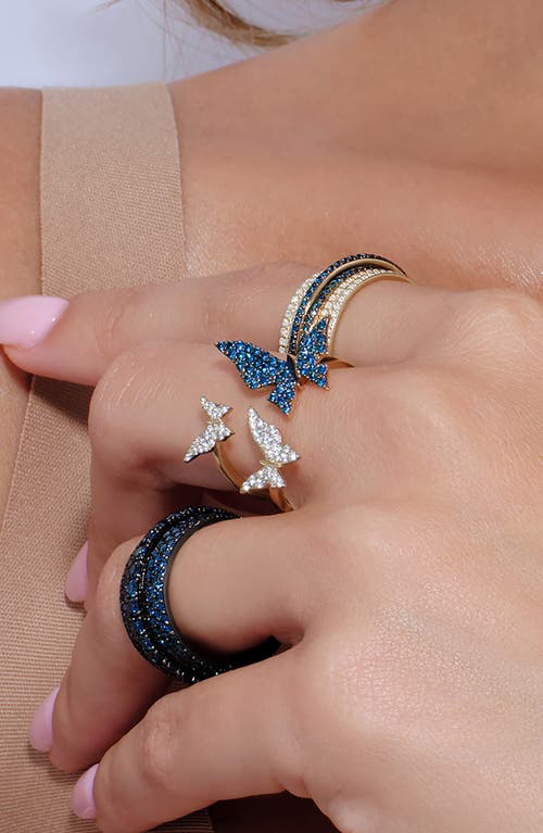 Lana 14k Gold White & Blue Diamond Butterfly In Multi
