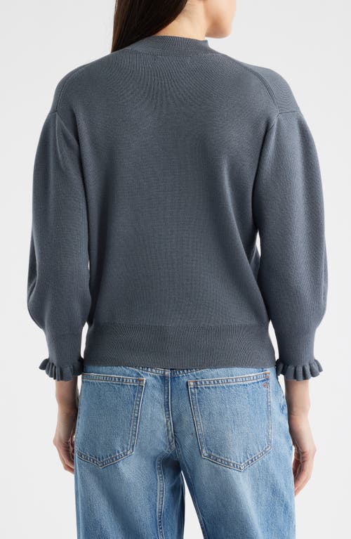 Madewell Ruffle Mockneck Merino Wool Blend Sweater In Gray