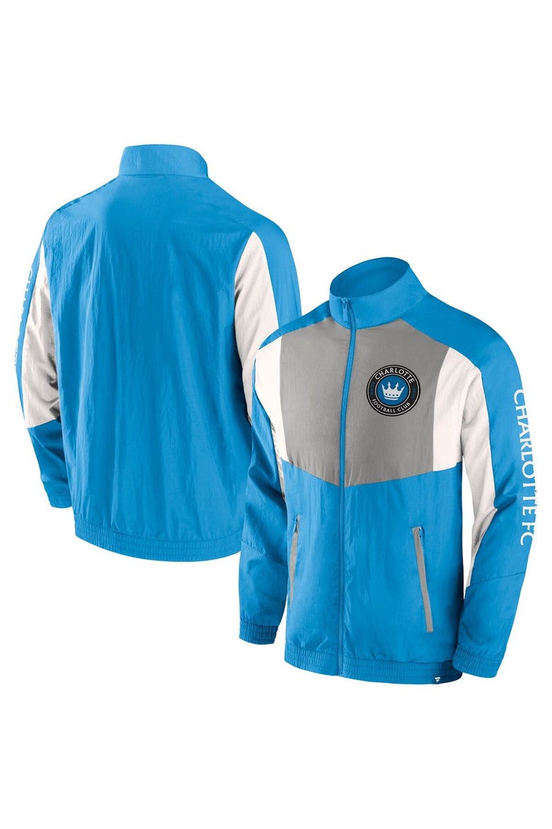 Men's Fanatics Branded  Blue Charlotte FC Net Goal Raglan Full-Zip Track Jacket, Main, color, Blue