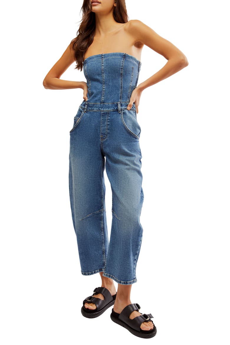 Je Suis Pret Barrel Leg Jumpsuit, Main, color, PETIT BLUE