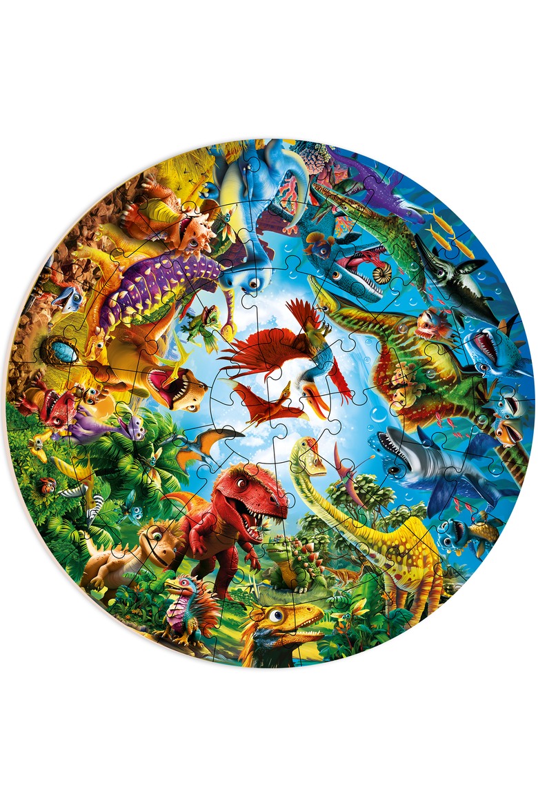 48 Piece Round Jigsaw Puzzles - Giant Educational Dino, Main, color, Dino