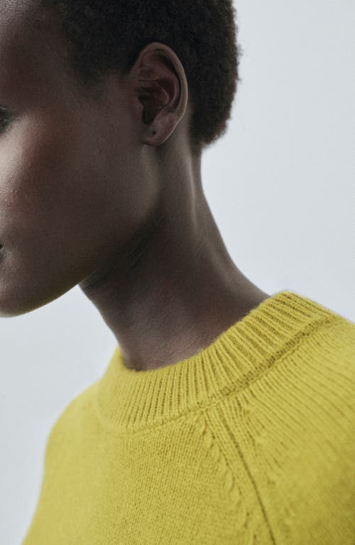 Mango Crewneck Raglan Sleeve Sweater In Green