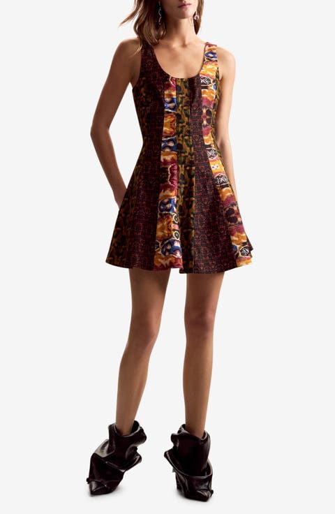 Mix Print Fit & Flare Minidress