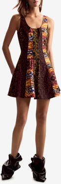 Desigual Mix Print Fit & Flare Minidress