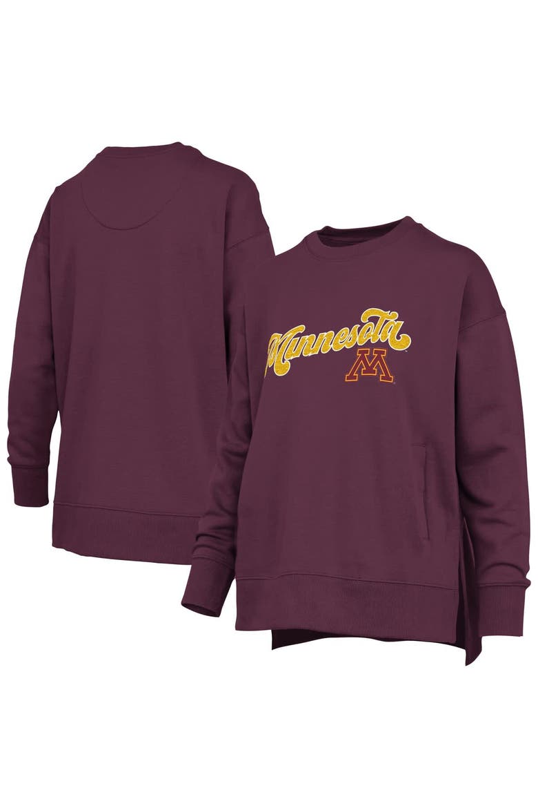 Women's Pressbox Maroon Minnesota Golden Gophers Bonanza Chenille Harper Script Sweatshirt, Main, color, Maroon