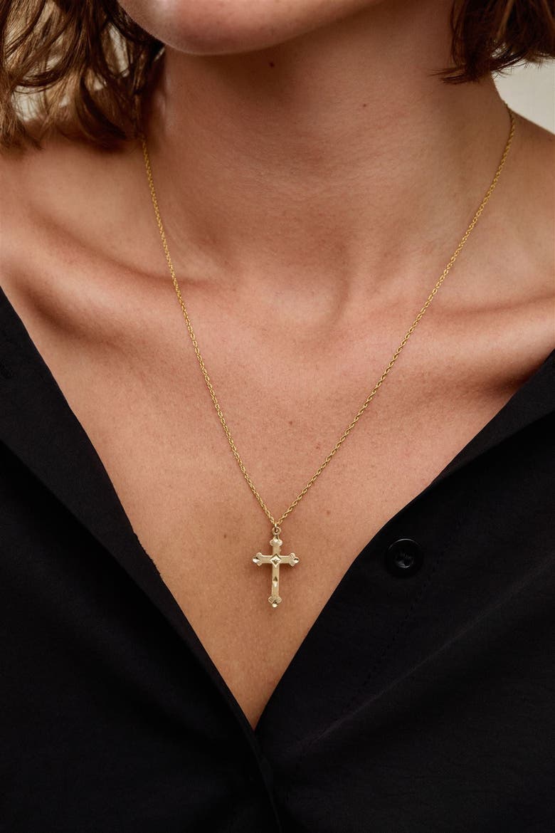 Julian Cross Necklace, Alternate, color, Gold