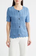 Anne Klein Zigzag Pointelle Cardigan
