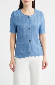 Anne Klein Zigzag Pointelle Cardigan