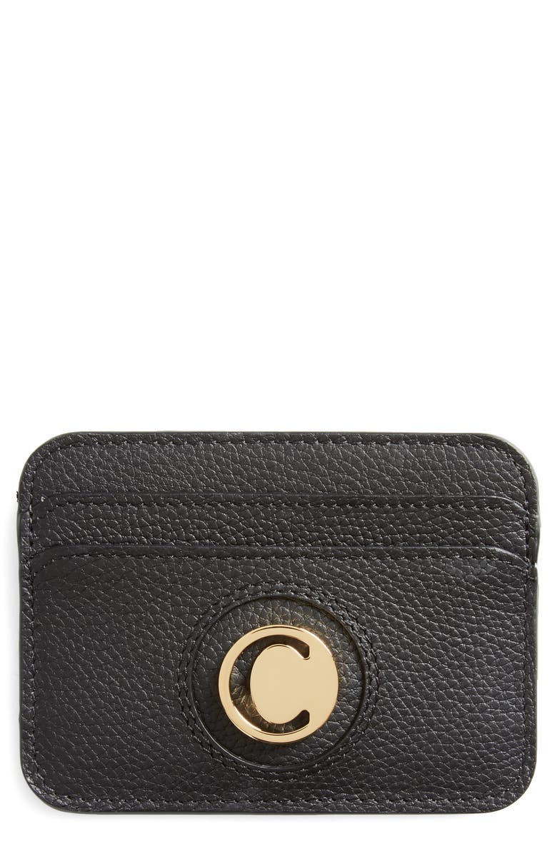Chloé Slide Calfskin Leather Card Case, Main, color, 