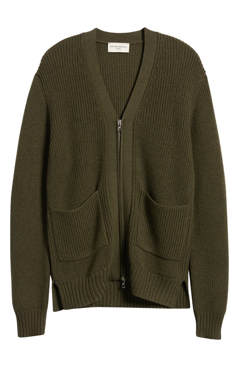 Officine Générale Merino Wool Zip Cardigan, Alternate, color,