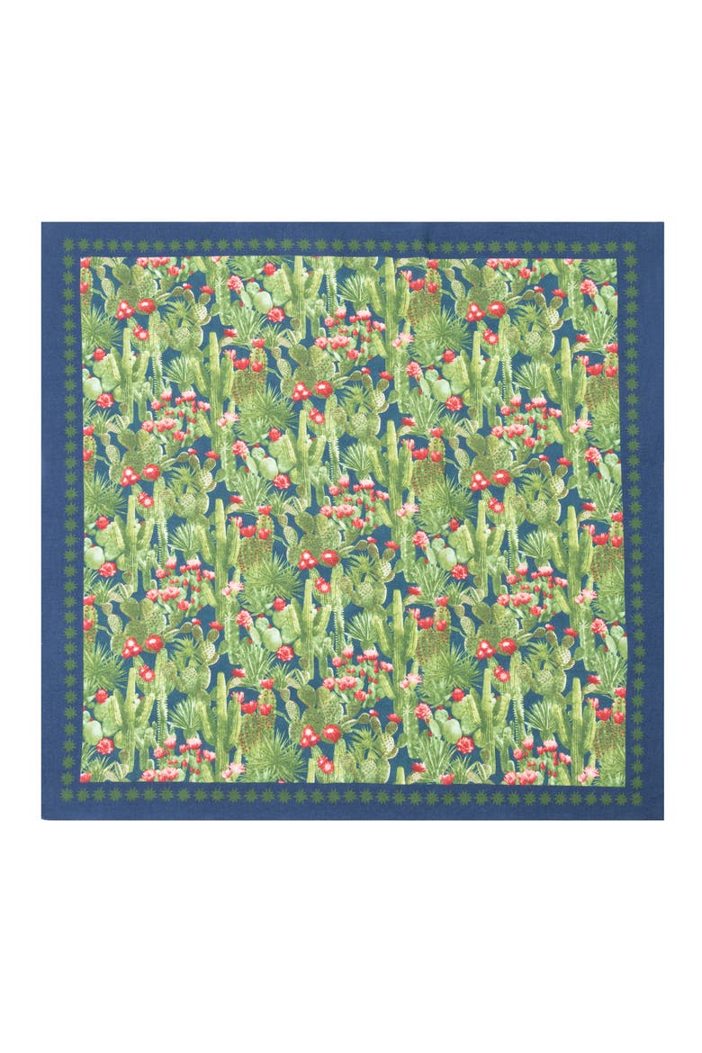 Floral Border Square Bandana, Main, color, GREEN MULTI