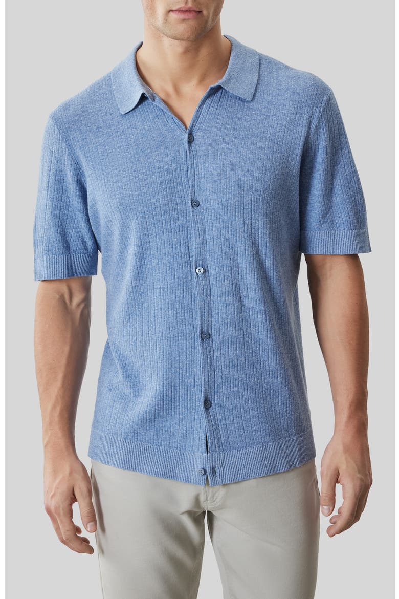 Kestrel Short Sleeve Linen & Cotton Cardigan, Main, color, WASHED BLUE